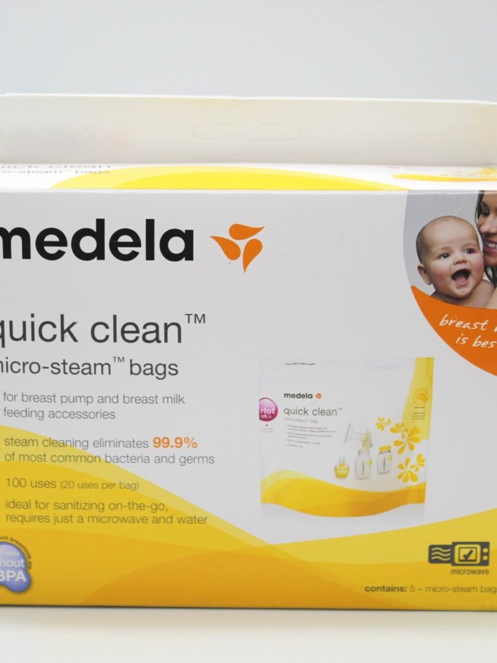 Medela Quick Clean Micro-Steam Bags 5 Count For Breast Pumps & Breast Milk NEW